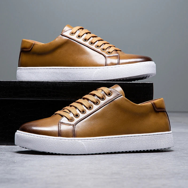 Eleganckie Męskie Skórzane Sneakersy