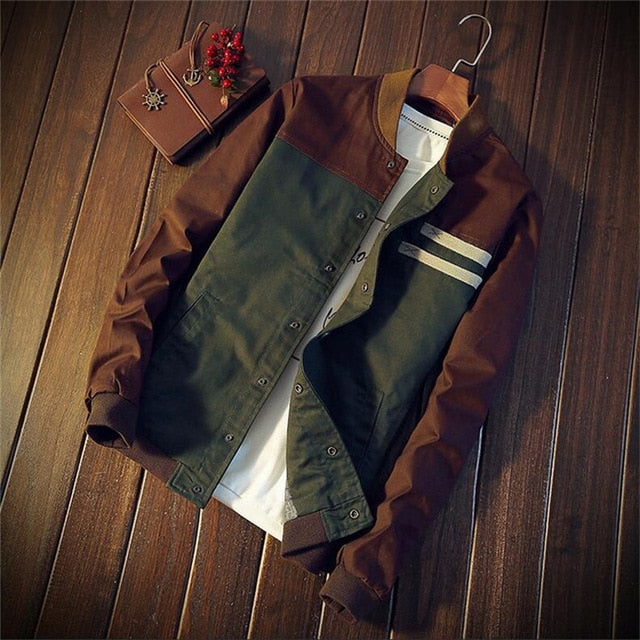 Męska Kurtka Vintage w Stylu Militarnym