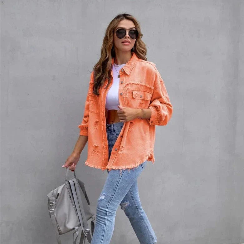 Dżinsowa Kurtka Oversize z Vintage’owym Charakterem dla Kobiet