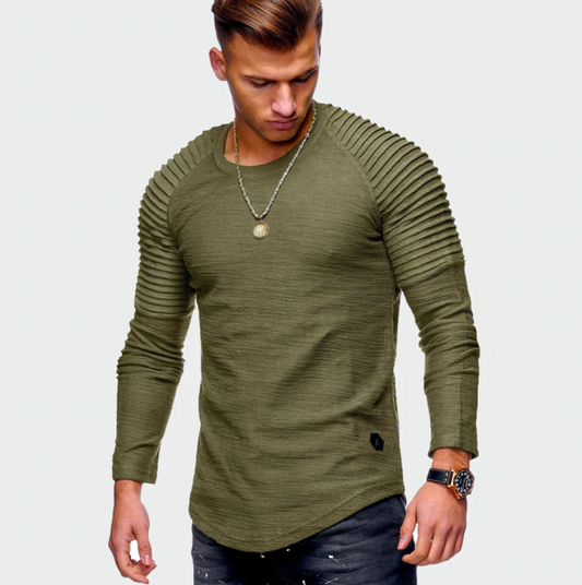 Bluza męska o dopasowanym kroju z prążkowanymi rękawami