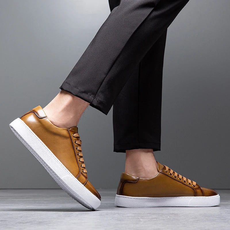 Eleganckie Męskie Skórzane Sneakersy