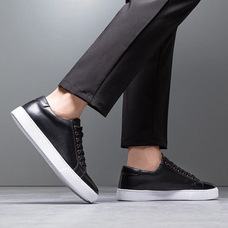 Eleganckie Męskie Skórzane Sneakersy