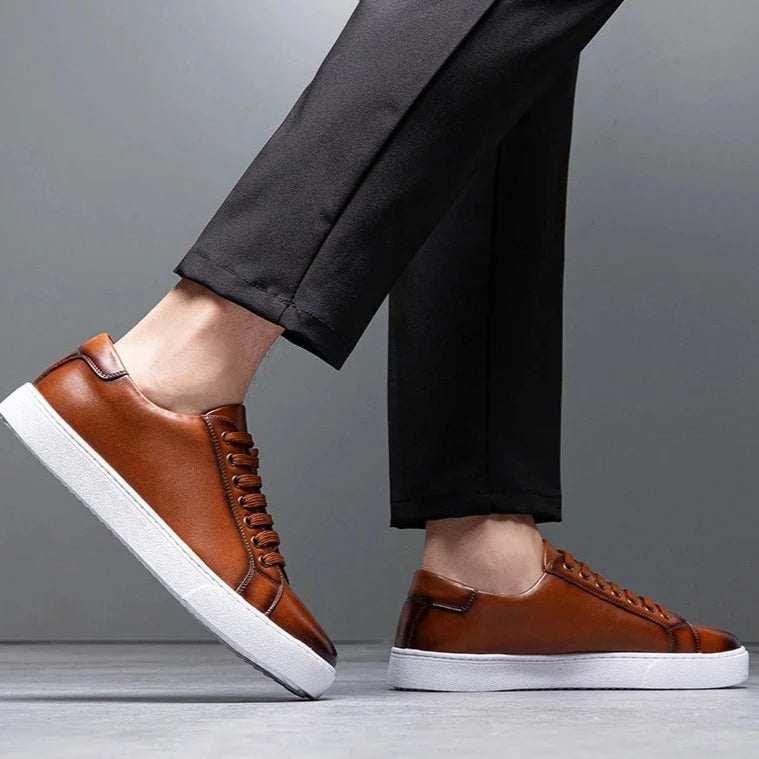 Eleganckie Męskie Skórzane Sneakersy