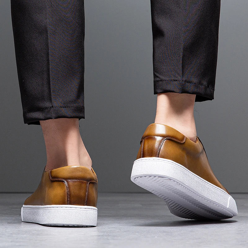 Eleganckie Męskie Skórzane Sneakersy