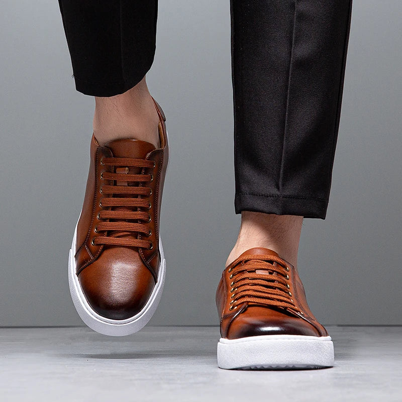Eleganckie Męskie Skórzane Sneakersy