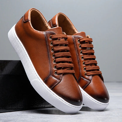 Eleganckie Męskie Skórzane Sneakersy