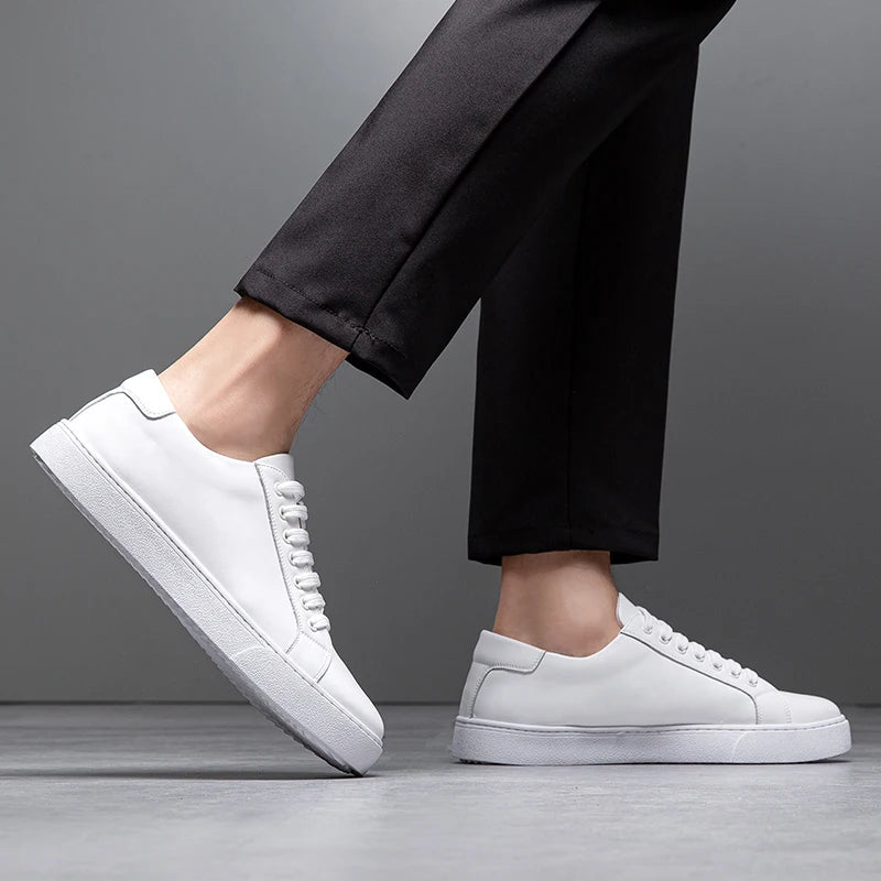 Eleganckie Męskie Skórzane Sneakersy