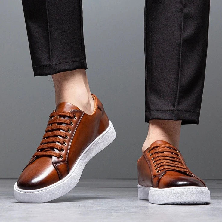 Eleganckie Męskie Skórzane Sneakersy