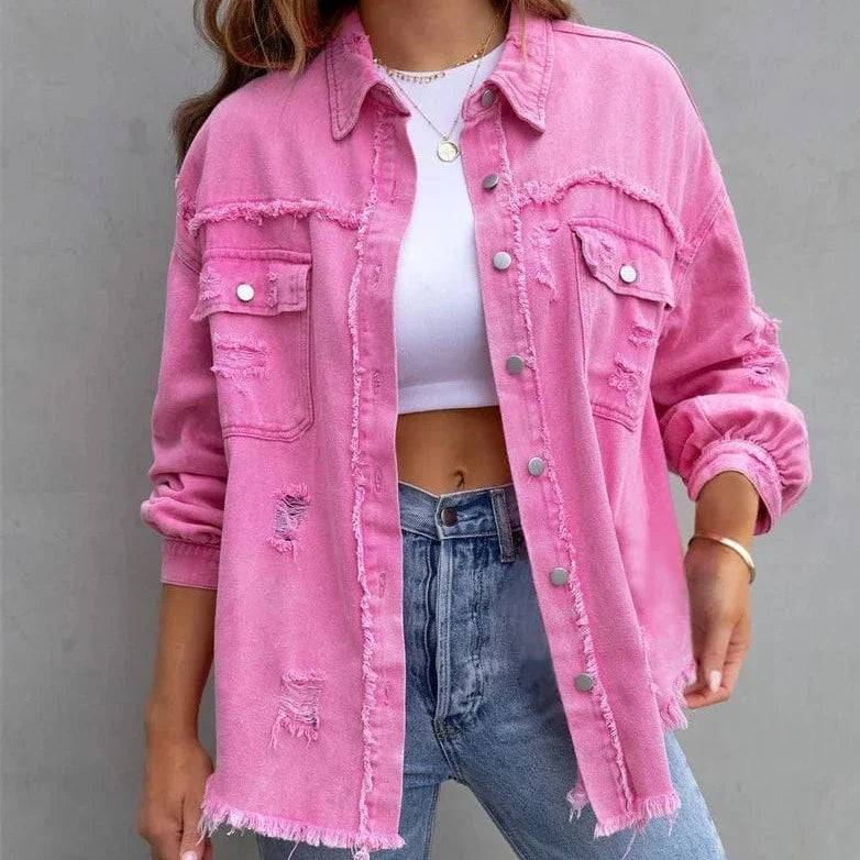 Dżinsowa Kurtka Oversize z Vintage’owym Charakterem dla Kobiet