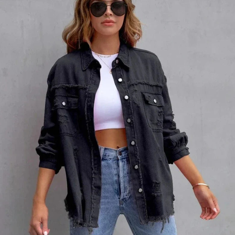 Dżinsowa Kurtka Oversize z Vintage’owym Charakterem dla Kobiet