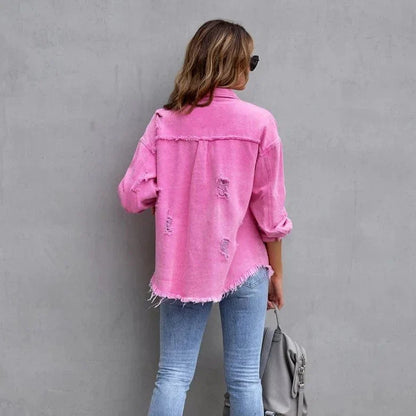 Dżinsowa Kurtka Oversize z Vintage’owym Charakterem dla Kobiet